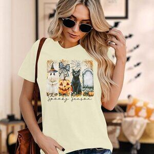 Halloween T-Shirt - "Spooky Season" Tetratic Art Print Graphic Tee - 2X -  NWOT